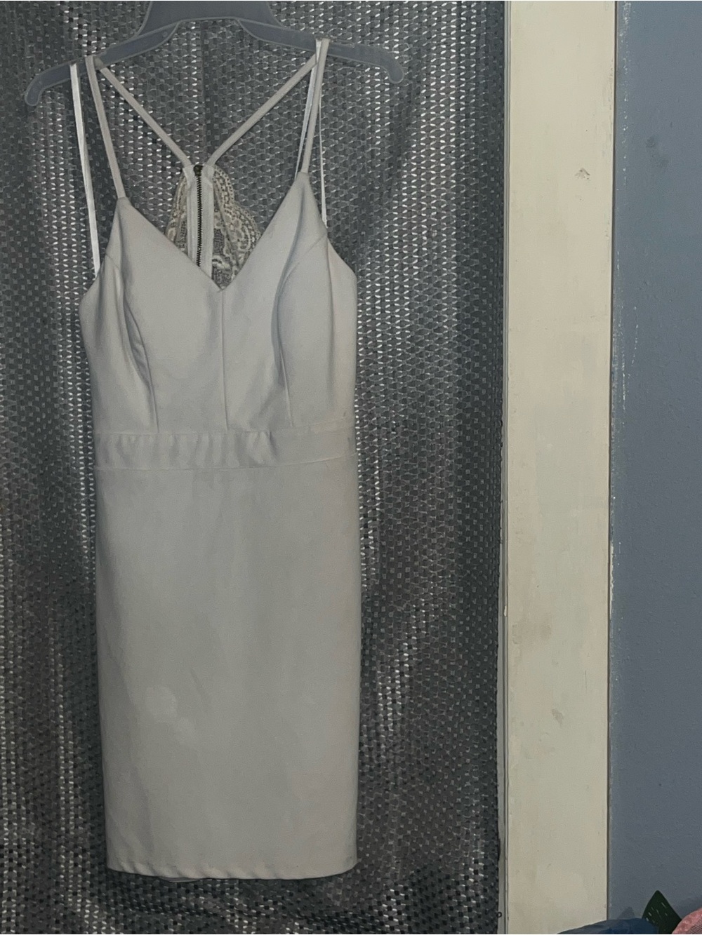 City Triangles Light Gray Lace-Back Spaghetti Strap Slip Dress